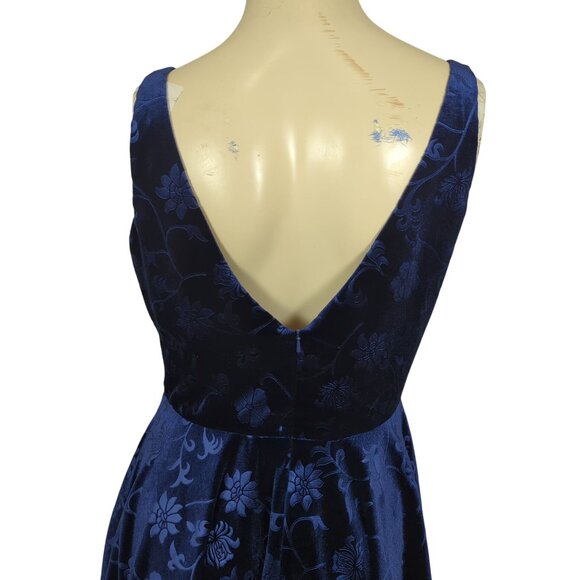 Alyce Paris Dress size 8 sleeveless Blue Velvet Floral A-Line Cocktail Party - Picture 10 of 16